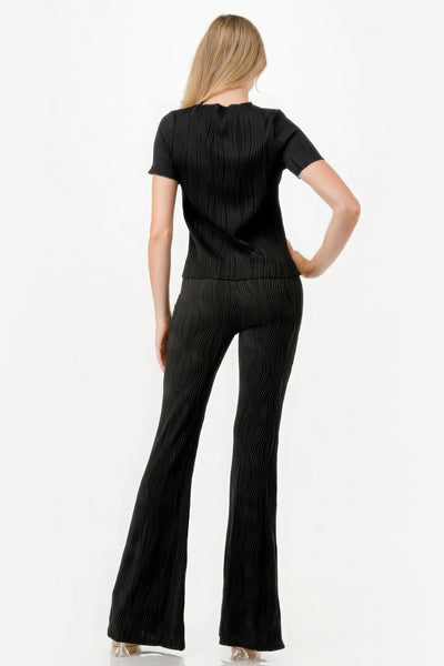 Pretty Pleated Flare Pants Set