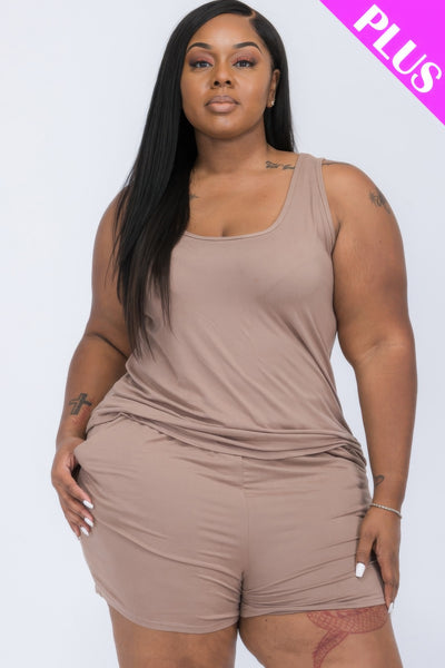 Plus Comfy Tank Top & Shorts Set
