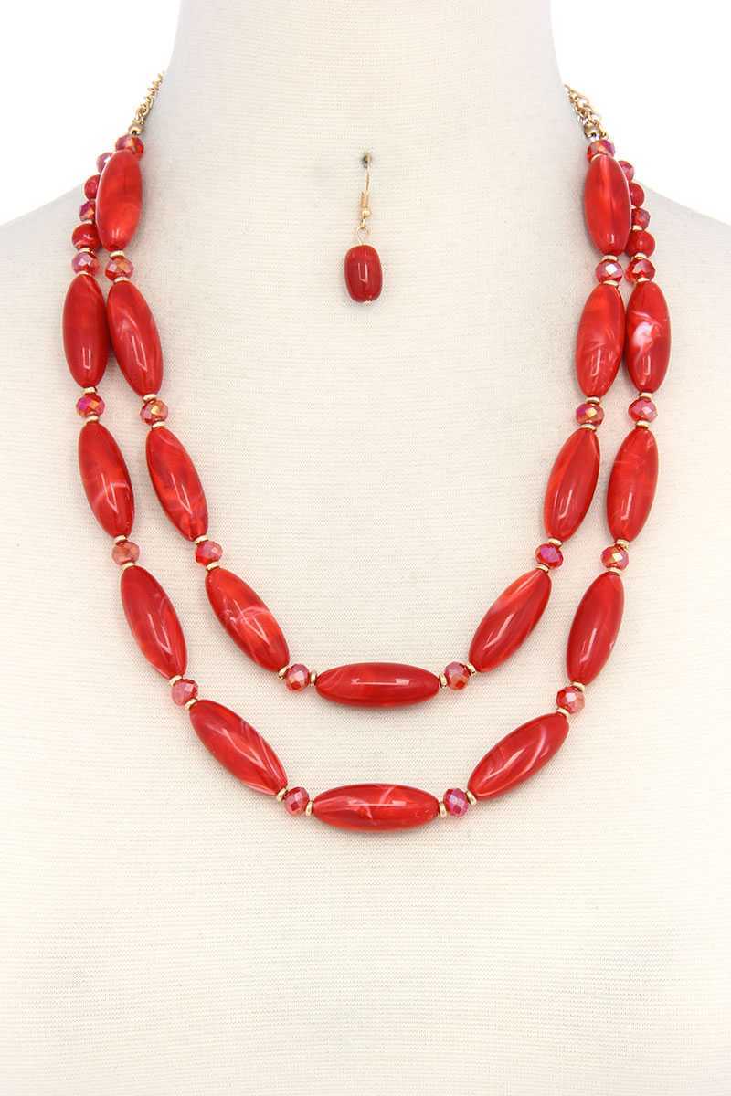 Oval Bead Layered Necklace - Fashion and Sexy
