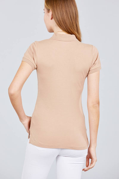 Classic Pique Spandex Polo Top - Fashion and Sexy
