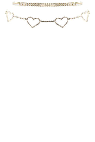 Rhinestone 5 Heart Choker Necklace
