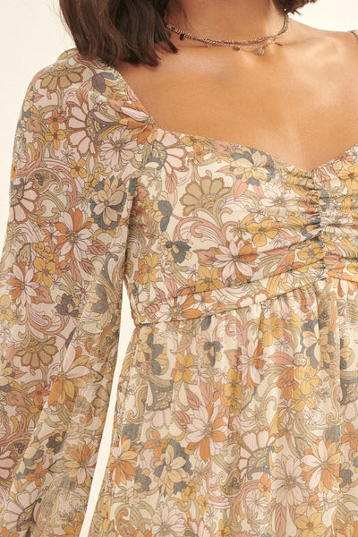 A Floral Print, Woven Mini Dress