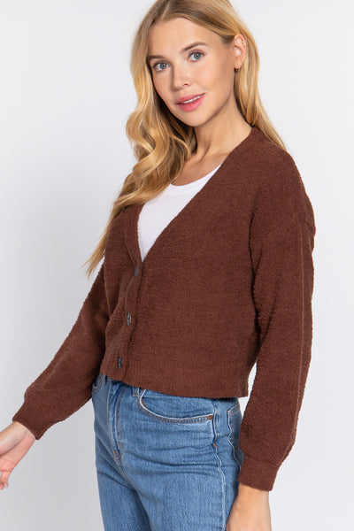 Long Slv V-neck Sweater Cardigan
