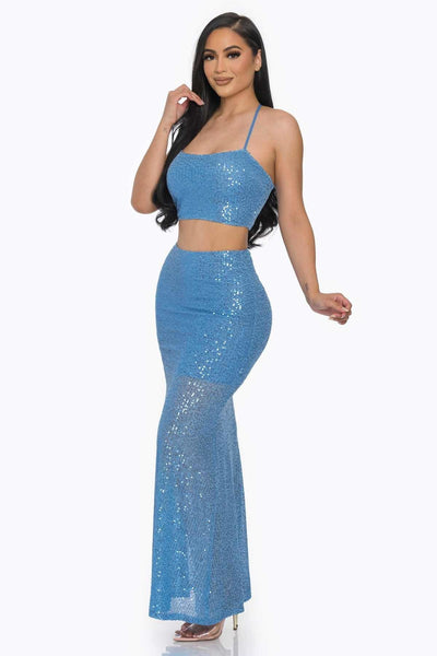Sexy Back Sequin Maxi Dress