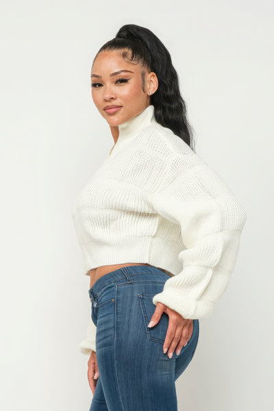 Sweater Top W/ Front Zipper