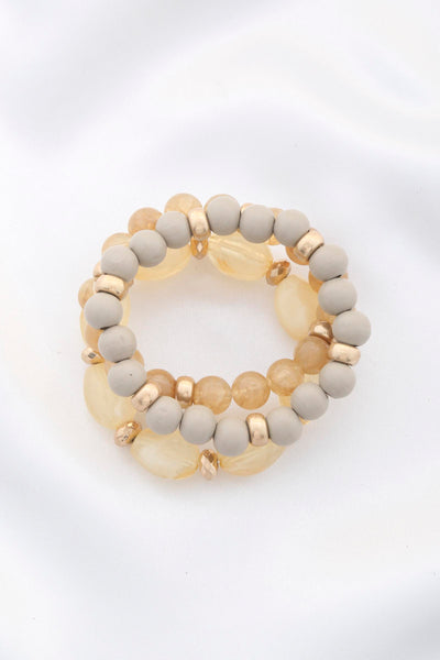 Semi Precious Stone Wood Bead Bracelet Set